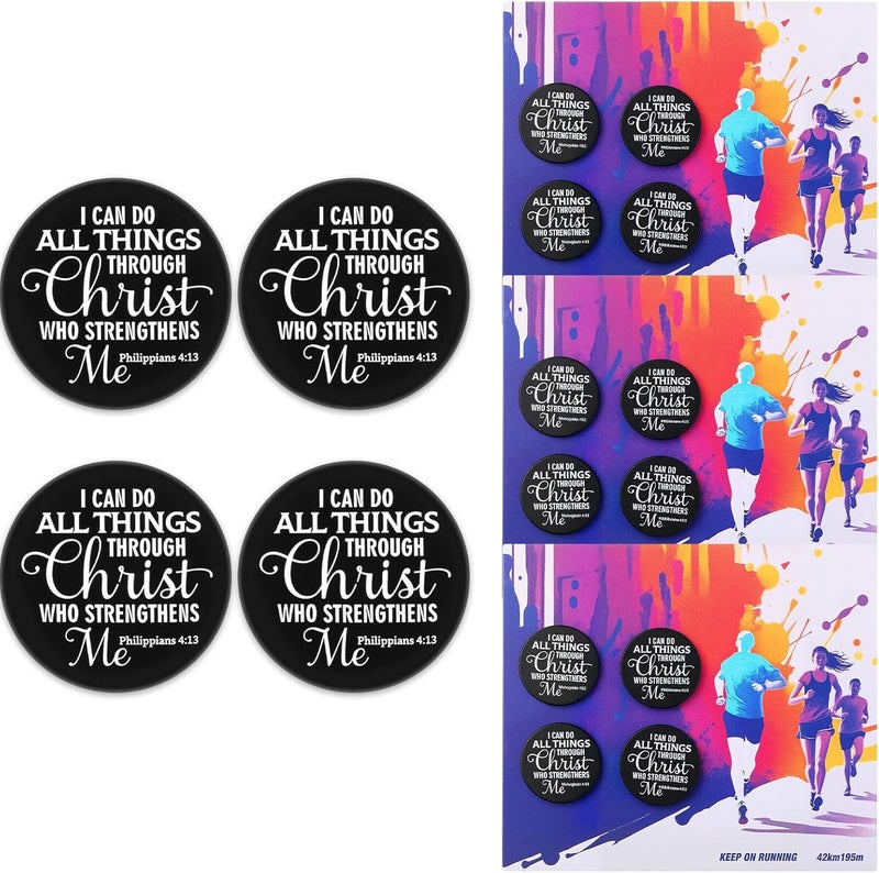 Suncalla 12Pcs Race Bib Clips for Runners Bible Verse Running Bib Holder Clips No Magnets No Pins Lightweight Lock Fasteners for Secure Marathon Cycling Reusable Replacement Accessories(Black) - Image 1